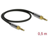 Delock Klinkenkabel 3,5 mm 3 Pin Stecker zu Stecker mit Schraubadapter 0,5 m