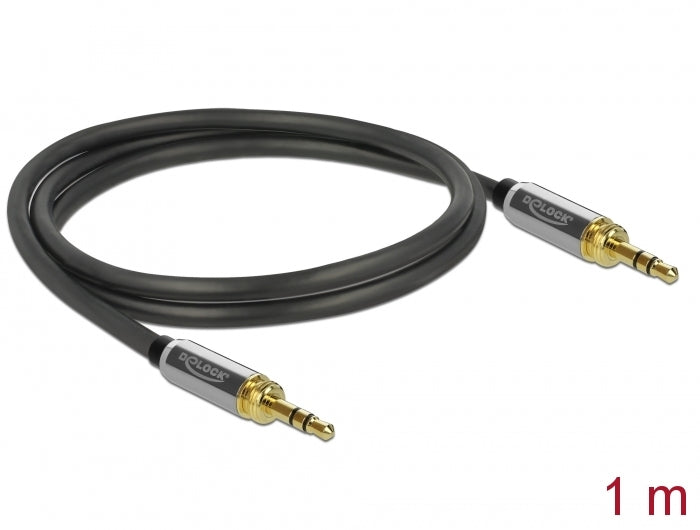 Delock Klinkenkabel 3,5 mm 3 Pin Stecker zu Stecker mit Schraubadapter 1 m