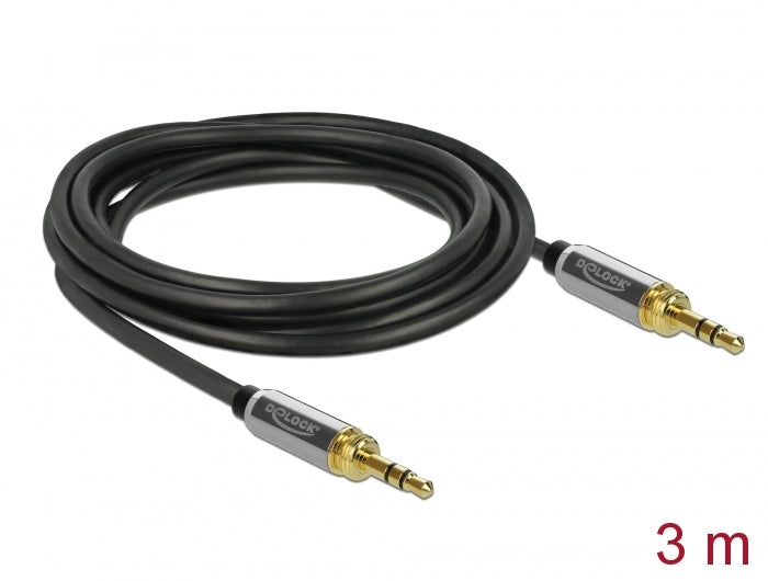 Delock Klinkenkabel 3,5 mm 3 Pin Stecker zu Stecker mit Schraubadapter 3 m