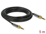 Delock Klinkenkabel 3,5 mm 3 Pin Stecker zu Stecker mit Schraubadapter 5 m