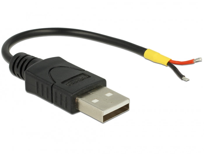 Delock Kabel USB 2.0 Typ-A Stecker > 2 x offene Kabelenden Strom 10 cm Raspberry Pi