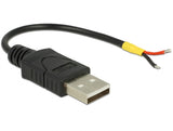 Delock Kabel USB 2.0 Typ-A Stecker > 2 x offene Kabelenden Strom 10 cm Raspberry Pi