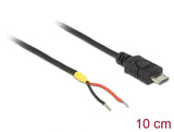 Delock Kabel USB 2.0 Micro-B Stecker > 2 x offene Kabelenden Strom 10 cm Raspberry Pi