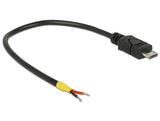 Delock Kabel USB 2.0 Micro-B Stecker > 2 x offene Kabelenden Strom 15 cm Raspberry Pi