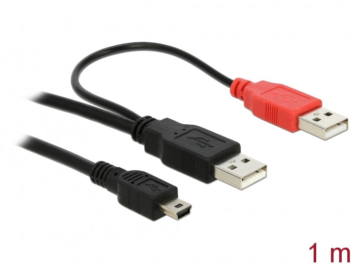 Delock Kabel 2x USB2.0-A Stecker > USB mini 5-pol