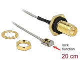 Delock Antennenkabel RP-SMA Buchse zum Einbau zu I-PEX Inc., MHF® I LK Stecker 1.13 20 cm Gewindelänge 10 mm spritzwassergeschützt