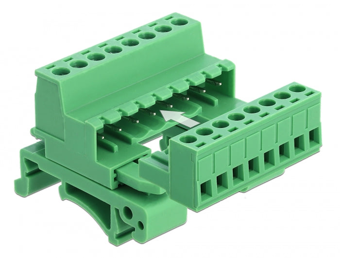 Delock Terminalblock Set für Hutschienen 8 Pin mit Rastermaß 5,08 mm gewinkelt