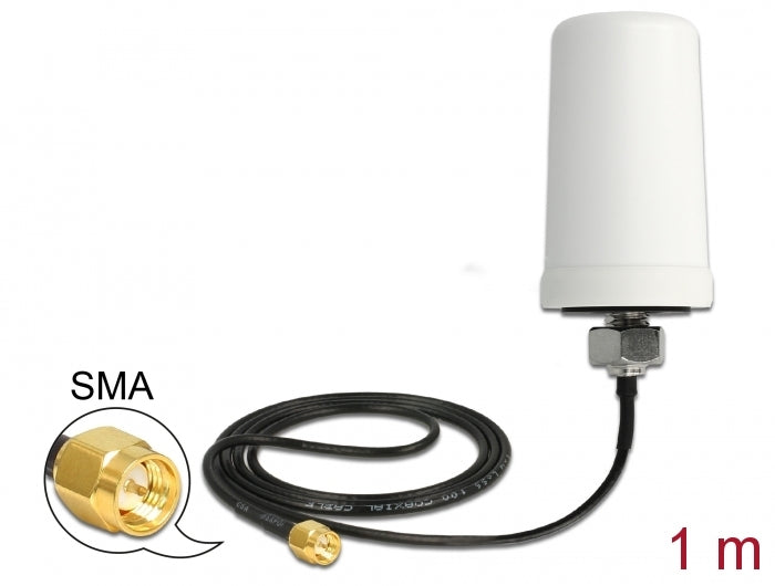 Delock GSM / UMTS Antenne SMA Stecker 0,7 - 1,6 dBi 1 m ULA100 omnidirektional starr outdoor weiß