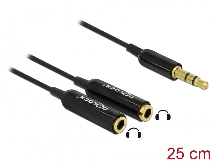 Delock Kabel Audio Splitter Klinkenstecker 3,5 mm 3 Pin > 2 x Klinkenbuchse 3,5 mm 3 Pin 25 cm