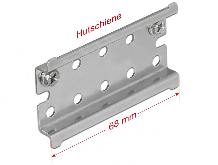 Delock Hutschiene Edelstahl mit Endanschlag zur Wandmontage