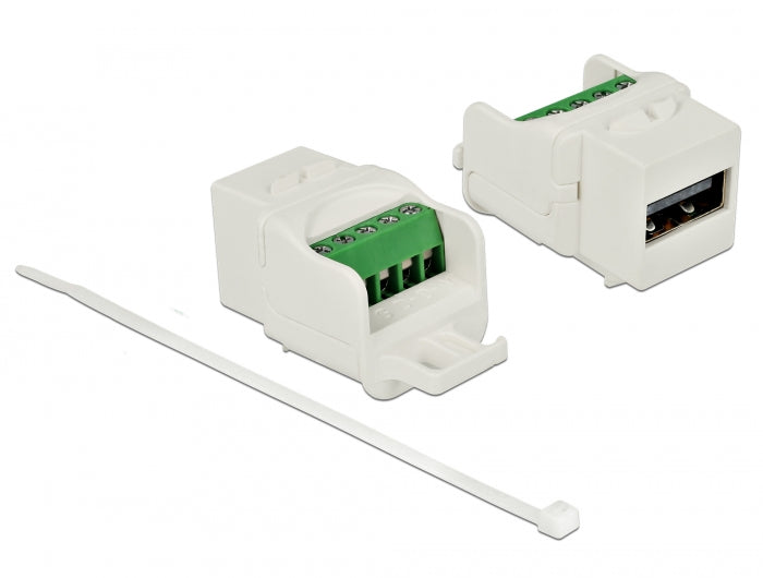 Delock Keystone Modul USB 2.0 A Buchse zu Terminalblock weiß