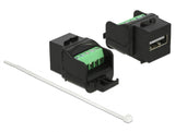 Delock Keystone Modul USB 2.0 A Buchse zu Terminalblock schwarz