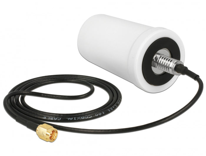 Delock WLAN 802.11 ac/a/h/b/g/n Antenne SMA Stecker 1,4 - 3,0 dBi omnidirektional mit Anschlusskabel ULA100 1 m weiß outdoor