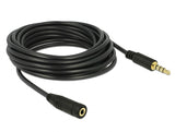 Delock Klinkenverlängerungskabel 3,5 mm 4 Pin Stecker zu Buchse 5 m schwarz