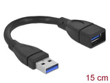 Delock USB 5 Gbps Verlängerungskabel Typ-A Stecker zu USB 5 Gbps Typ-A Buchse 15 cm schwarz