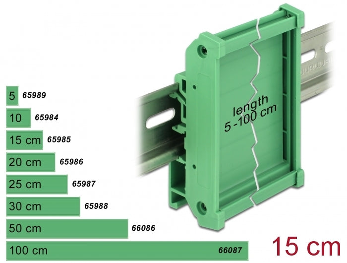 Delock Platinenhalterung (72 mm) für Hutschiene 15 cm lang
