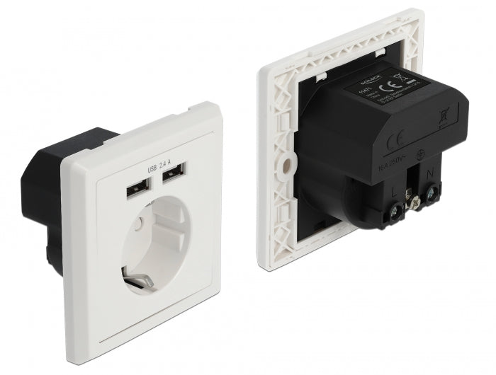 Delock Einbausteckdose mit 2 x USB Typ-A Ladeport 2,4 A