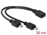 Delock Kabel USB micro-B Buchse > 2 x USB micro-B Stecker 20 cm