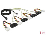 Delock Kabel Mini SAS HD SFF-8643 > 4 x SAS SFF-8482 + Power + Sideband 1 m