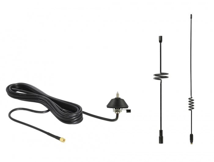 Delock LTE Antenne SMA Stecker 5 - 7 dBi omnidirektional starr mit Montagefuß und Anschlusskabel RG-58 3 m outdoor schwarz