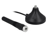 Delock LTE Antenne SMA Stecker 2 - 3 dBi 11 cm starr omnidirektional mit magnetischem Standfuß und Anschlusskabel RG-174 A/U 3 m outdoor schwarz