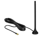 Delock LTE Antenne SMA Stecker 3 - 5 dBi 12,5 cm starr omnidirektional mit magnetischem Standfuß und Anschlusskabel RG-174 A/U 3 m outdoor schwarz