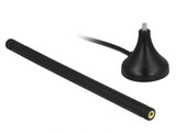 Delock LTE Antenne SMA Stecker 3 - 5 dBi 12,5 cm starr omnidirektional mit magnetischem Standfuß und Anschlusskabel RG-174 A/U 3 m outdoor schwarz
