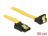 Delock SATA 6 Gb/s Kabel oben gewinkelt auf unten gewinkelt 50 cm gelb