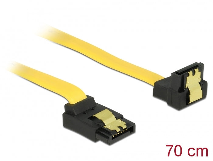 Delock SATA 6 Gb/s Kabel oben gewinkelt auf unten gewinkelt 70 cm gelb