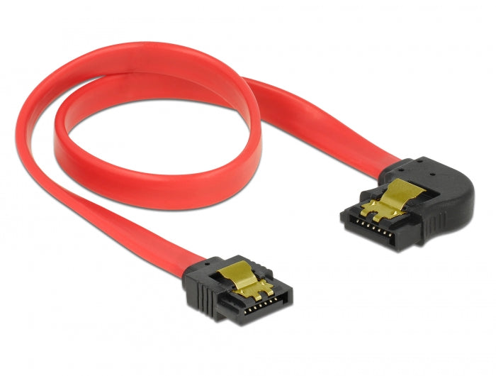 Delock SATA 6 Gb/s Kabel gerade auf links gewinkelt 30 cm rot