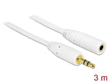 Delock Klinkenverlängerungskabel 3,5 mm 3 Pin Stecker > Buchse 3 m weiß
