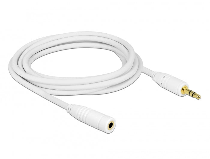 Delock Klinkenverlängerungskabel 3,5 mm 3 Pin Stecker > Buchse 3 m weiß
