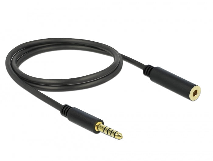 Delock Verlängerungskabel Klinke 4,4 mm 5 Pin Stecker zu Buchse 1 m schwarz