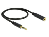 Delock Verlängerungskabel Klinke 4,4 mm 5 Pin Stecker zu Buchse 0,5 m schwarz
