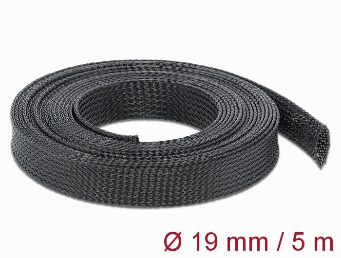 Delock Geflechtschlauch dehnbar 5 m x 19 mm schwarz