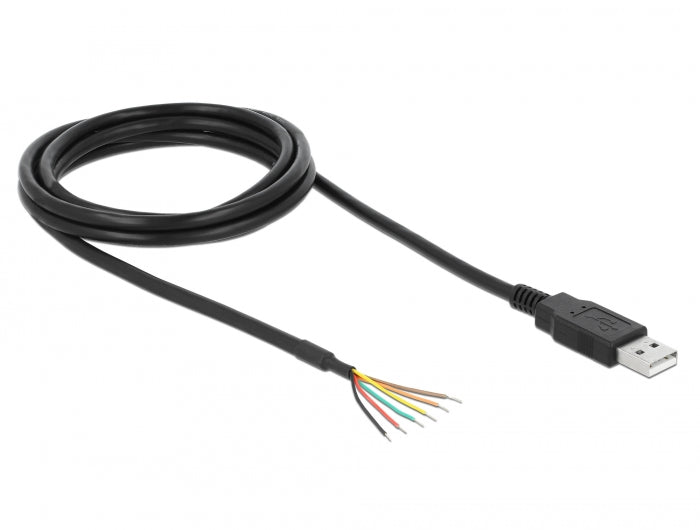 Delock USB 2.0 zu Seriell UART TTL (5 V) Konverter mit 6 offenen Kabelenden und 5 V Ausgangsspannung 1,8 m