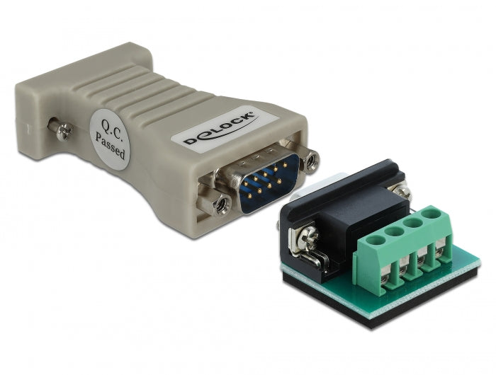 Delock Konverter 1 x Seriell RS-232 DB9 zu 1 x Seriell RS-485 mit ESD Schutz 15 kV Überspannungsschutz 600 W
