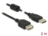 Delock Verlängerungskabel USB 2.0 Typ-A Stecker > USB 2.0 Typ-A Buchse 2,0 m schwarz