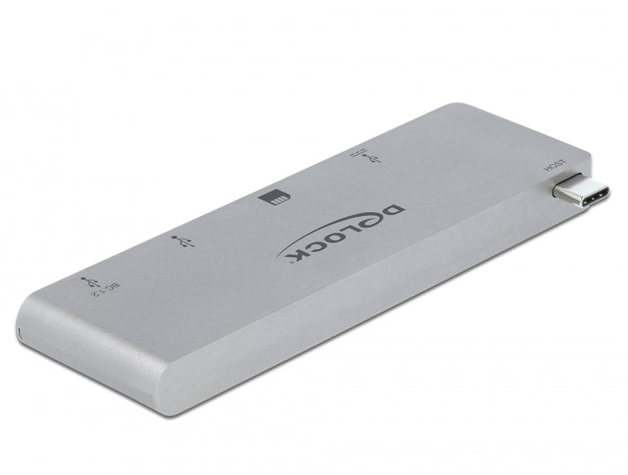 Delock 3 Port Hub und 2 Slot Card Reader für MacBook mit PD 3.0 und einschiebbarem USB Type-C™ Anschluss