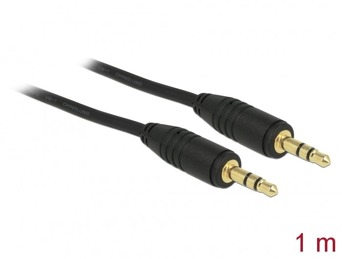 Delock Klinkenkabel 3,5 mm 3 Pin Stecker > Stecker 1 m schwarz