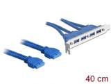 Delock Slotblech USB 3.0 Pin Header 19 Pin 2 x intern > 4 x USB 3.0-A Buchse extern