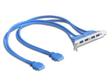Delock Slotblech USB 3.0 Pin Header 19 Pin 2 x intern > 4 x USB 3.0-A Buchse extern