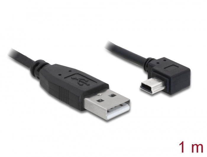 Delock USB 2.0 Kabel Typ-A Stecker zu Typ Mini-B Stecker links gewinkelt 1 m