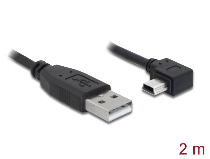 Delock USB 2.0 Kabel Typ-A Stecker zu Typ Mini-B Stecker links gewinkelt 2 m