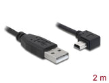 Delock USB 2.0 Kabel Typ-A Stecker zu Typ Mini-B Stecker links gewinkelt 2 m