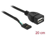 Delock Kabel USB Pin Header Buchse > USB 2.0 Typ-A Buchse 20 cm