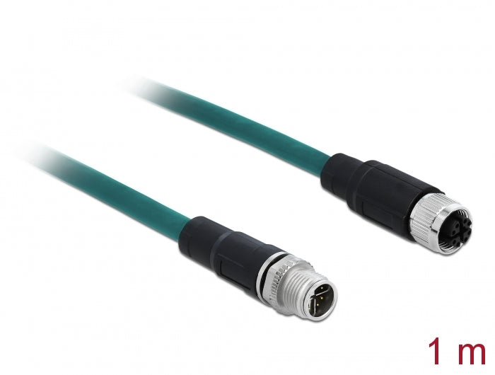 Delock Netzwerkkabel M12 X-kodiert 8 Pin Stecker zu Buchse PUR (TPU) 1 m