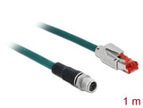 Delock Netzwerkkabel M12 X-kodiert 8 Pin zu RJ45 Stecker PVC 1 m
