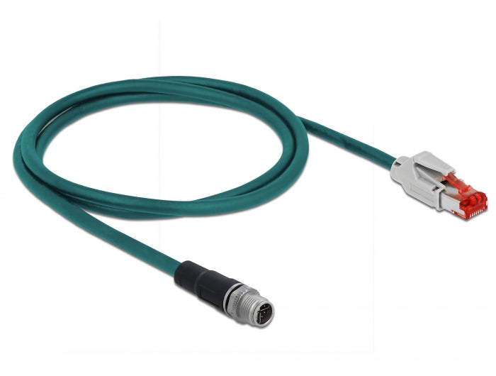 Delock Netzwerkkabel M12 X-kodiert 8 Pin zu RJ45 Stecker PVC 1 m