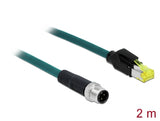 Delock Netzwerkkabel M12 4 Pin D-kodiert zu RJ45 Hirose Stecker TPU 2 m